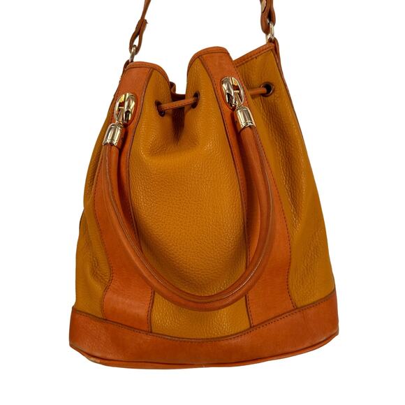 Valentina Leather Drawstring Bucket Bag Purse - Picture 1 of 9